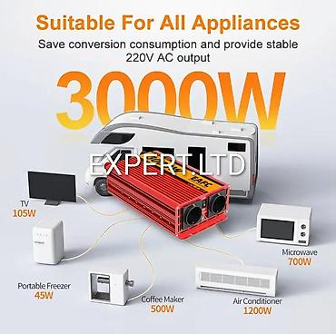 İnverterlər: Yeni Inverter, 1500-3000 Vt, 12 - 220 volt, Ünvandan götürmə, Ödənişli çatdırılma, Rayonlara çatdırılma — 1