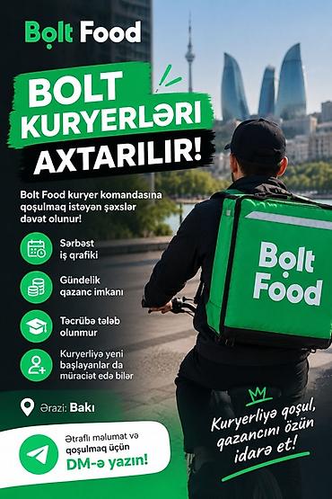 bolt vakansiya 2025: Sürücü-kuryer tələb olunur, Gündəlik ödəniş, Təcrübəsiz — 1