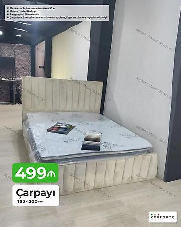 Çarpayı – 160×200 sm - Yumşaq başlıq və korpus, vertically tikişli