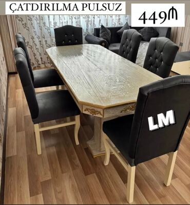 mebel masa: Для гостиной, Новый, Нераскладной, Прямоугольный стол, 6 стульев, Азербайджан