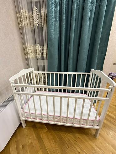 uşaq beleyi: Ağ rəngli taxta uşaq beşiyi – ortopedik döşəklə birlikdə Səliqəli və — 3