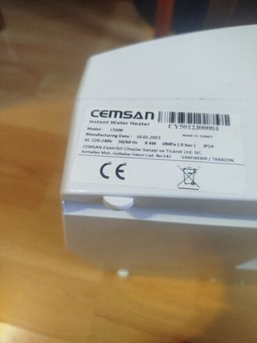 Аксессуары для ванной комнаты: CEMSAN C3300 modeli ani su qızdırıcısı 220-240V AC cərəyanla işləyir