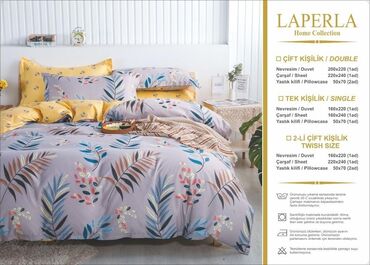 Pastel dəstləri: Laperla yataq dəsti. Parça pambıqdır Ölçü tək nəfərlik Çxol 160*220 — 2
