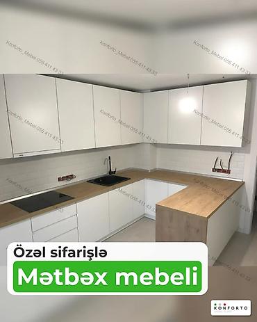 dam: Özəl sifarişlə mətbəx mebeli - L‑şəkilli, minimalistik dizayn - Aşağı — 1