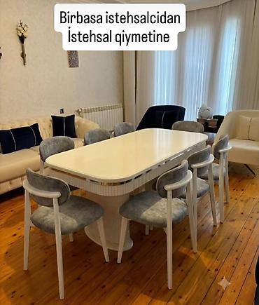 mdf panel: Qonaq otağı üçün, Yeni, Açılmayan, Oval masa, 6 stul — 1