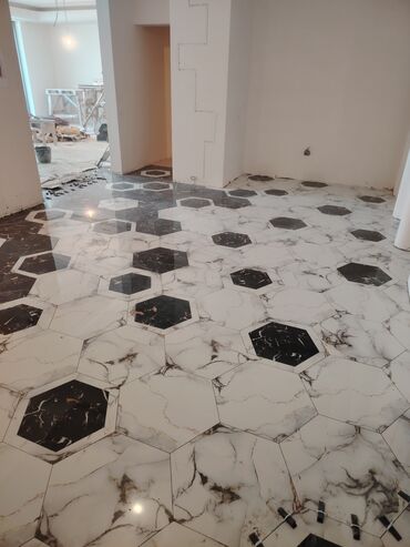 Plitə işləri: Peşəkar kafel-metlax və mərmərə bənzər porselen plitələrin döşənməsi — 24
