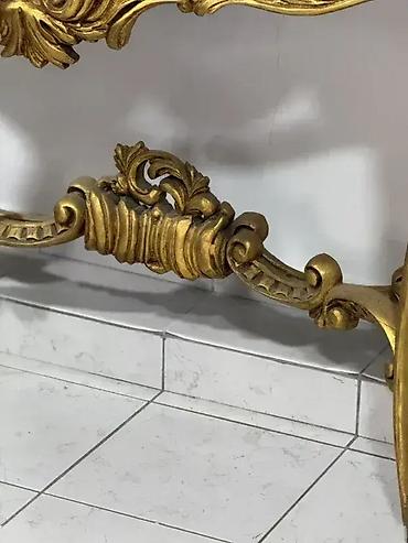 drvena: Konzola sa ogledalom (zeleni mermer) 🪞✨ Dobro stanje. 🏠 Širina 155 — 9