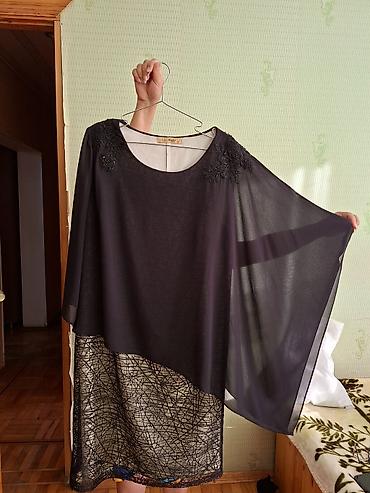 Платья: Qara şifon üstlü zərif paltar - Model: İkiqatlı dizayn – iç qat dizə — 1