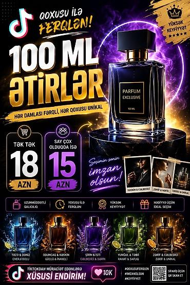 100 ml ətirlər – hər damlası fərqli, hər qoxusu unikal Xüsusiyyətlər lalafo.az -da 100 ml ətirlər – hər damlası fərqli, hər qoxusu unikal Xüsusiyyətlər