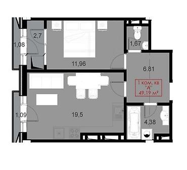 Продажа квартир: 2 комнаты, 50 м², Элитка, 16 этаж, Готовая ПСО (под самоотделку) — 18