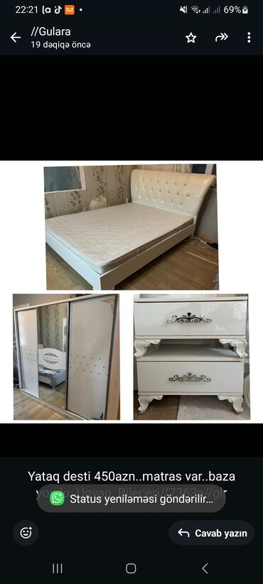 Mətbəx mebeli: Yataq desti 450azn. matras var. baza yoxdu. Unvan