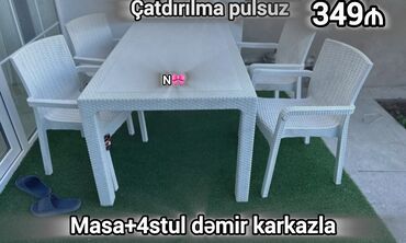 Masa və oturacaq dəstləri: Balkon üçün, Yeni, Kvadrat masa, 4 stul