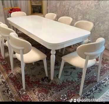 Masa və oturacaq dəstləri: Mətbəx üçün, Yeni, Açılmayan, Oval masa, 6 stul — 8