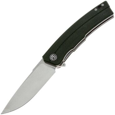 оптика с ночным видением: Складной нож Petrified Fish Magazine satin сталь D2, рукоять Green