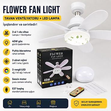 tavan sərinkeş: Patrona bağlanan Pultlu Tavan sərinkeşi + LED Lampa (40W) 52sm . ❄️ — 2