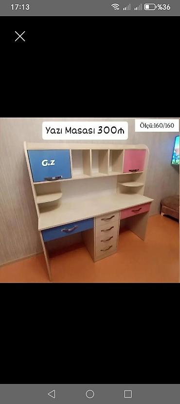 col divar boyalari: Yazı masası – üst rəfli model - Ölçü: 160/160/50 sm (göstərilən — 3
