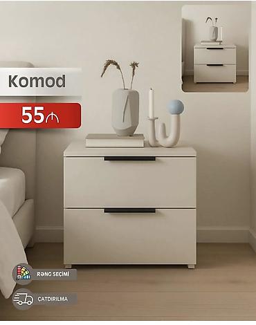 Komod – minimal dizaynlı, iki çekmecəli yataq otağı tumbası. Səth