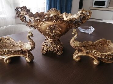 bag aksesuarlari: Üçlü dest meyve ve konfet qabi cemi 45 AZN unvan zabitler bağı