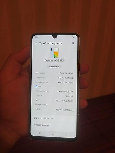 samsun a33: Samsung Galaxy A33 5G, 128 GB, rəng - Göy, Barmaq izi — 9