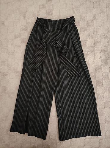 kais za struk: Ženske široke pantalone na pruge- made in Italy - Boja: tamno siva/ — 1