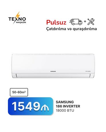 Kondisionerlər: Kondisioner Samsung, 50-60 kv. m, Split sistem, Kredit yoxdur, Pulsuz quraşdırılma