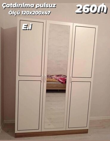 divar kağızları qiyməti: Новый, Распашной, 3 двери Прямой шкаф, Гардеробный шкаф