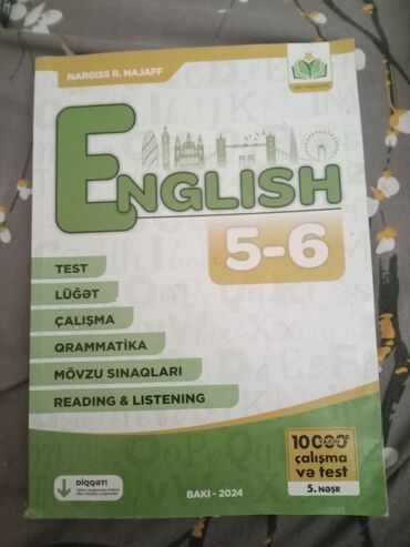 Ingilis dili Nərgiz Nəcəf 5-6 ci sinif Kitabi, satilir 7 manata