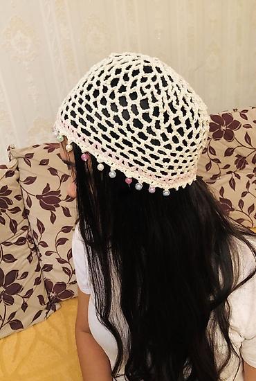 Baş geyimləri: Əl işi krujeva saç örtüyü (şəbəkəli beret) - Material: yumşaq toxuma — 2