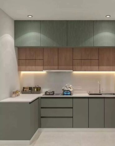 Sifarişlə mətbəx mebeli: Sifarişlə mətbəx dəsti, Özü çəkən petlələr, Sadə laminat, Kredit var, Rayonlara çatdırılma, Pulsuz çatdırılma — 7