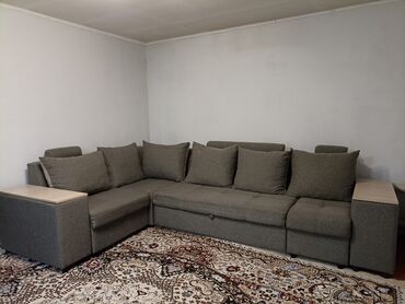 чехол диван: Угловой диван, цвет - Серый, Б/у