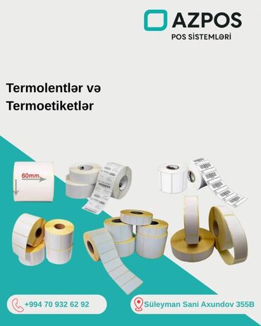 TERMOETİKET TERMOLENT BARKOD KAĞIZI TOPDAN VƏ PƏRAKƏNDƏ satışlarımız
