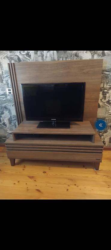 stendler: TV stendi və dekorativ panel dəsti - Material: taxta teksturalı — 1
