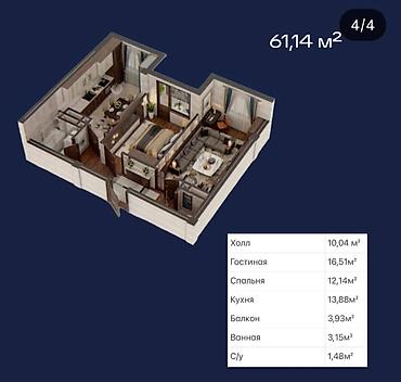 Продажа квартир: 2 комнаты, 61 м², Элитка, 4 этаж — 2