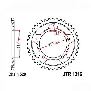 more link: Lančanik za motocikl, pogodan za lanac tipa 520. Dimenzije obuhvataju — 2