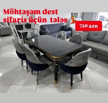 складные стулья: Qonaq otağı üçün, Yeni, Açılan, Dördbucaq masa, 6 stul
