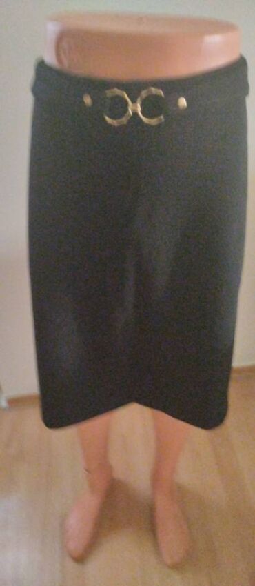 suknja sa slicem napred: 2XL (EU 44), Midi, bоја - Crna