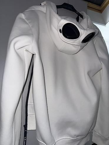 мин булак: C.P. Company Goggle Hoodie — белая худи на молнии с фирменными — 1
