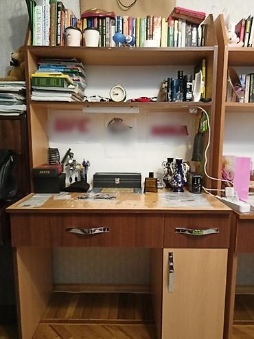 письменный стол для школьника: Прямой стол, Без стула, С полками, С выдвижными ящиками, Азербайджан, Ламинат простой — 1