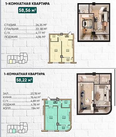 Продажа квартир: 1 комната, 58 м², Нижний Джал (Джал-23) Элитка, 2 этаж, ПСО (под самоотделку) — 4