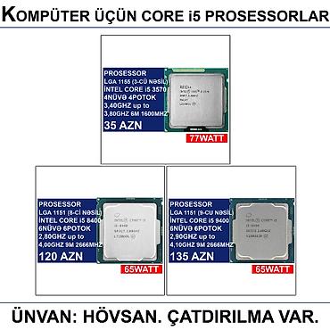 intel core: Kompüter üçün Core i5 Prosessorlar 📍Ünvan: Bakı şəh, Suraxanı ray — 1
