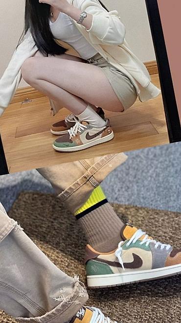 cactus jack: Nike Air Jordan 1 Low SE 37/41 размеры “Patchwork” (мультиколор) - — 3