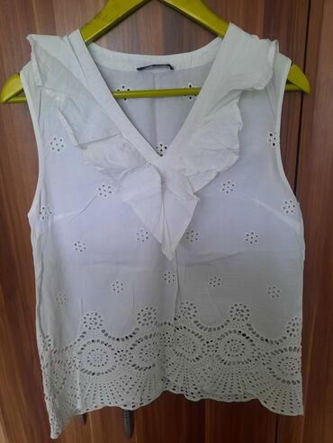satenske košulje: M (EU 38), Cotton, Single-colored, color - White
