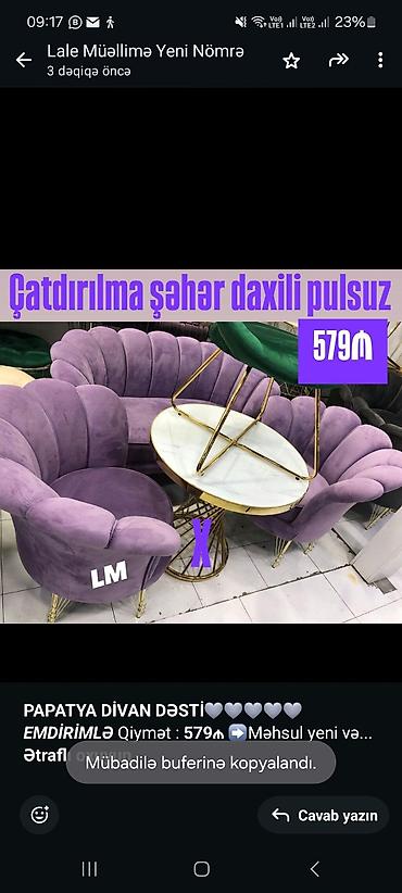 divan: *PAPATYA DİVAN DƏSTİ🩶🩶🩶🩶🩶* _*EMDİRİMLƏ*_ Qiymət : *579₼* ➡️Məhsul — 2