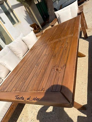 hacioglu mebel fabriki: Bağ/terras üçün taxta mebel dəsti - Təbii ağacdan hazırlanmış — 4