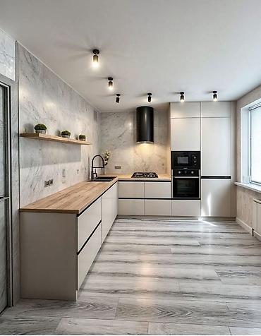 Кухонные гарнитуры: Кухонный гарнитур, цвет - Серый, МДФ — 63