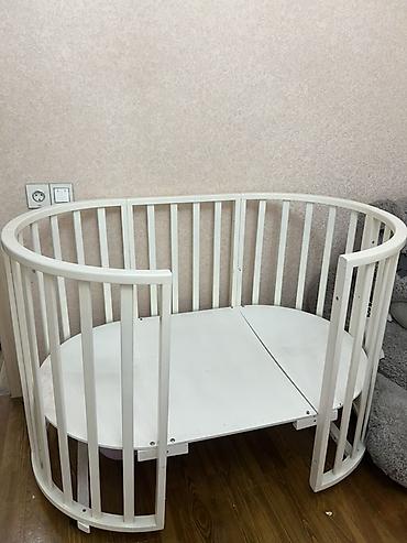 it səkilləri: Oval formalı uşaq beşiyi - Material: ağ rəngli, taxta karkas - — 2