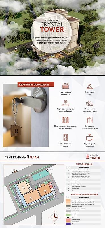 кут тауэр: 2 комнаты, 82 м², Элитка, 10 этаж, ПСО (под самоотделку) — 6