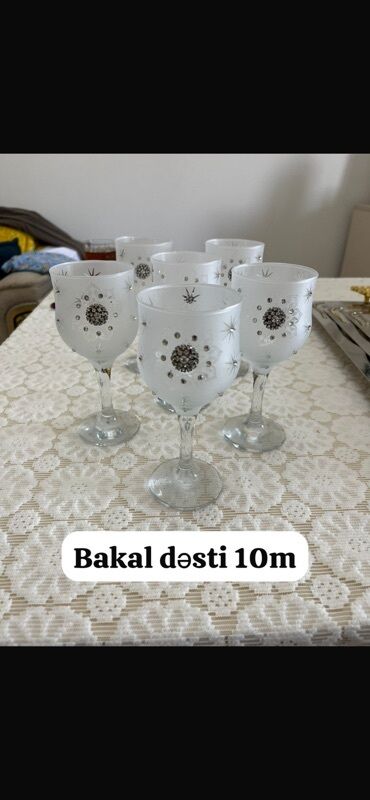 набор для рисования в баку: Stəkanlar, rəng - Ağ, Şüşə, 6 ədədli dəst