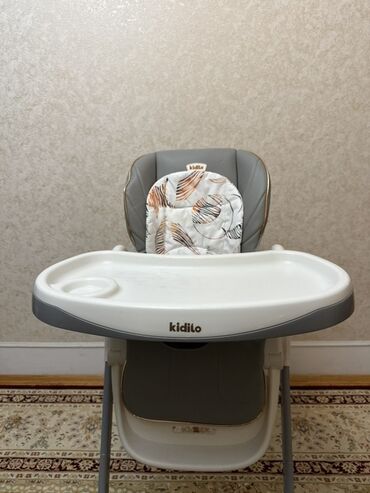 Yemək masaları, oturacaqları: Kidilo uşaq yemək stulu - Rəng: boz-ağ, naxışlı yumşaq içlik yastığı — 4