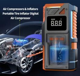 Avtomobil kompressorları və nasosları: Avtomobil üçün 3‑ü 1-də Jump Starter + Kompressor Xüsusiyyətlər: - — 4